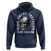 Skull Smoking Hoodie Blood Sweat Profanity Blue Collar - Wonder Print Shop