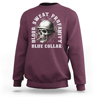 Skull Smoking Sweatshirt Blood Sweat Profanity Blue Collar - Wonder Print Shop