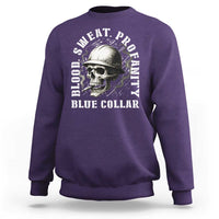 Skull Smoking Sweatshirt Blood Sweat Profanity Blue Collar - Wonder Print Shop