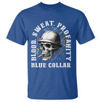 Skull Smoking T Shirt Blood Sweat Profanity Blue Collar - Wonder Print Shop