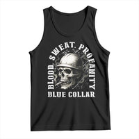 Skull Smoking Tank Top Blood Sweat Profanity Blue Collar - Wonder Print Shop