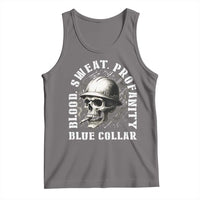 Skull Smoking Tank Top Blood Sweat Profanity Blue Collar - Wonder Print Shop