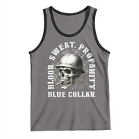 Skull Smoking Tank Top Blood Sweat Profanity Blue Collar - Wonder Print Shop