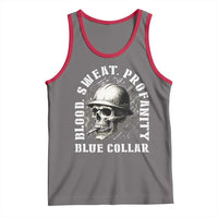 Skull Smoking Tank Top Blood Sweat Profanity Blue Collar - Wonder Print Shop