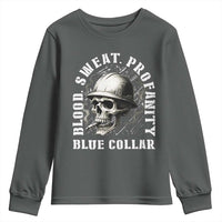 Skull Smoking Youth Sweatshirt Blood Sweat Profanity Blue Collar - Wonder Print Shop