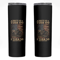 Route Highway 66 Turn 100 I Turn 50 Skinny Tumbler Vintage 1976 Road Sign Motorcycle Lover 50th Birthday Gift