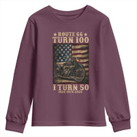 Route Highway 66 Turn 100 I Turn 50 Youth Sweatshirt Vintage 1976 Road Sign Motorcycle Lover 50th Birthday Gift