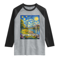 Gateway Arch National Park Van Gogh Style Starry Night Raglan Shirt St Louis Missouri Travel Souvenir Gift