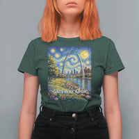Gateway Arch National Park Van Gogh Style Starry Night T Shirt For Women St Louis Missouri Travel Souvenir Gift