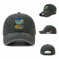 Gateway Arch National Park Van Gogh Style Starry Night Washed Cotton Baseball Cap St Louis Missouri Travel Souvenir Gift