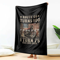 Route Highway 66 Turns 100 I Turn 75 Throw Blanket Vintage 1951 American Freedom Motorcycle Lover 75th Birthday Gift
