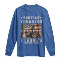 Route Highway 66 Turns 100 I Turn 75 Long Sleeve Shirt Vintage 1951 American Freedom Motorcycle Lover 75th Birthday Gift