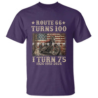 Route Highway 66 Turns 100 I Turn 75 T Shirt Vintage 1951 American Freedom Motorcycle Lover 75th Birthday Gift