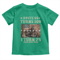 Route Highway 66 Turns 100 I Turn 75 Toddler T Shirt Vintage 1951 American Freedom Motorcycle Lover 75th Birthday Gift