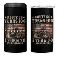 Route Highway 66 Turns 100 I Turn 70 4 in 1 Can Cooler Tumbler Vintage 1956 American Freedom Motorcycle Lover 70th Birthday Gift