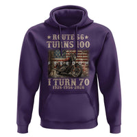 Route Highway 66 Turns 100 I Turn 70 Hoodie Vintage 1956 American Freedom Motorcycle Lover 70th Birthday Gift