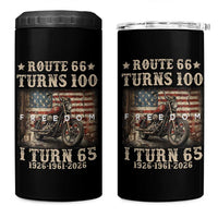 Route Highway 66 Turns 100 I Turn 65 4 in 1 Can Cooler Tumbler Vintage 1961 American Freedom Motorcycle Lover 65th Birthday Gift