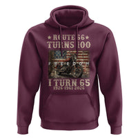 Route Highway 66 Turns 100 I Turn 65 Hoodie Vintage 1961 American Freedom Motorcycle Lover 65th Birthday Gift
