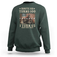 Route Highway 66 Turns 100 I Turn 65 Sweatshirt Vintage 1961 American Freedom Motorcycle Lover 65th Birthday Gift