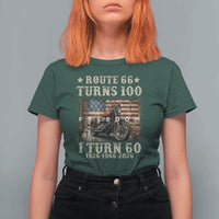 Route Highway 66 Turns 100 I Turn 60 T Shirt For Women Vintage 1966 American Freedom Motorcycle Lover 60th Birthday Gift