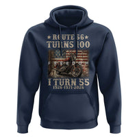 Route Highway 66 Turns 100 I Turn 55 Hoodie Vintage 1971 American Freedom Motorcycle Lover 55th Birthday Gift