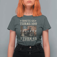 Route Highway 66 Turns 100 I Turn 45 T Shirt For Women Vintage 1981 American Freedom Motorcycle Lover 45th Birthday Gift