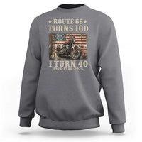 Route Highway 66 Turns 100 I Turn 40 Sweatshirt Vintage 1986 American Freedom Motorcycle Lover 40th Birthday Gift