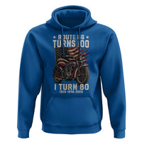 Route Highway 66 Turns 100 I Turn 80 Hoodie Vintage 1946 American Classic V-Twin Motorcycle Lover 80th Birthday Gift