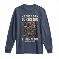 Route Highway 66 Turns 100 I Turn 80 Long Sleeve Shirt Vintage 1946 American Classic V-Twin Motorcycle Lover 80th Birthday Gift