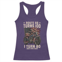 Route Highway 66 Turns 100 I Turn 80 Racerback Tank Top Vintage 1946 American Classic V-Twin Motorcycle Lover 80th Birthday Gift
