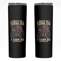 Route Highway 66 Turns 100 I Turn 80 Skinny Tumbler Vintage 1946 American Classic V-Twin Motorcycle Lover 80th Birthday Gift