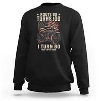 Route Highway 66 Turns 100 I Turn 80 Sweatshirt Vintage 1946 American Classic V-Twin Motorcycle Lover 80th Birthday Gift