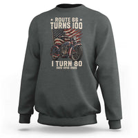 Route Highway 66 Turns 100 I Turn 80 Sweatshirt Vintage 1946 American Classic V-Twin Motorcycle Lover 80th Birthday Gift