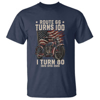 Route Highway 66 Turns 100 I Turn 80 T Shirt Vintage 1946 American Classic V-Twin Motorcycle Lover 80th Birthday Gift