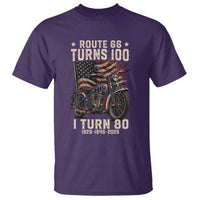 Route Highway 66 Turns 100 I Turn 80 T Shirt Vintage 1946 American Classic V-Twin Motorcycle Lover 80th Birthday Gift