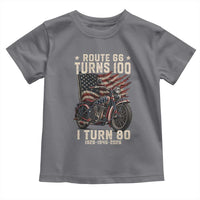Route Highway 66 Turns 100 I Turn 80 Toddler T Shirt Vintage 1946 American Classic V-Twin Motorcycle Lover 80th Birthday Gift