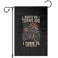 Route Highway 66 Turns 100 I Turn 75 Garden Flag Vintage 1951 American Classic V-Twin Motorcycle Lover 75th Birthday Gift