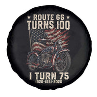 Route Highway 66 Turns 100 I Turn 75 Spare Tire Cover Vintage 1951 American Classic V-Twin Motorcycle Lover 75th Birthday Gift