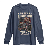 Route Highway 66 Turns 100 I Turn 75 Long Sleeve Shirt Vintage 1951 American Classic V-Twin Motorcycle Lover 75th Birthday Gift