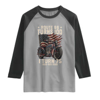 Route Highway 66 Turns 100 I Turn 75 Raglan Shirt Vintage 1951 American Classic V-Twin Motorcycle Lover 75th Birthday Gift