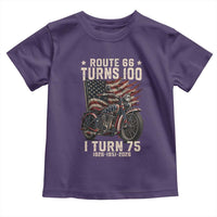 Route Highway 66 Turns 100 I Turn 75 Toddler T Shirt Vintage 1951 American Classic V-Twin Motorcycle Lover 75th Birthday Gift