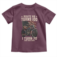 Route Highway 66 Turns 100 I Turn 70 Toddler T Shirt Vintage 1956 American Classic V-Twin Motorcycle Lover 70th Birthday Gift