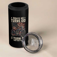 Route Highway 66 Turns 100 I Turn 60 4 in 1 Can Cooler Tumbler Vintage 1966 American Classic V-Twin Motorcycle Lover 60th Birthday Gift