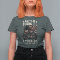 Route Highway 66 Turns 100 I Turn 60 T Shirt For Women Vintage 1966 American Classic V-Twin Motorcycle Lover 60th Birthday Gift