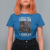 Route Highway 66 Turns 100 I Turn 60 T Shirt For Women Vintage 1966 American Classic V-Twin Motorcycle Lover 60th Birthday Gift
