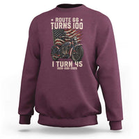 Route Highway 66 Turns 100 I Turn 45 Sweatshirt Vintage 1981 American Classic V-Twin Motorcycle Lover 45th Birthday Gift