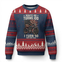 Route Highway 66 Turns 100 I Turn 40 Ugly Christmas Sweater Vintage 1986 American Classic V-Twin Motorcycle Lover 40th Birthday Gift