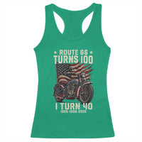 Route Highway 66 Turns 100 I Turn 40 Racerback Tank Top Vintage 1986 American Classic V-Twin Motorcycle Lover 40th Birthday Gift