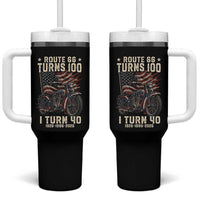 Route Highway 66 Turns 100 I Turn 40 Tumbler With Handle Vintage 1986 American Classic V-Twin Motorcycle Lover 40th Birthday Gift