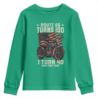 Route Highway 66 Turns 100 I Turn 40 Youth Sweatshirt Vintage 1986 American Classic V-Twin Motorcycle Lover 40th Birthday Gift